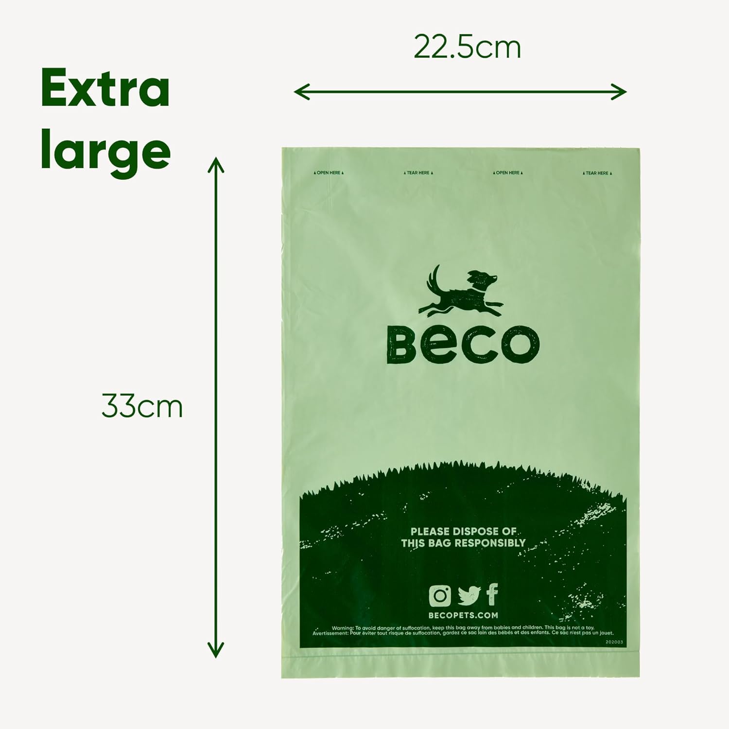 Beco Strong & Large Poop Bags - 60 Bags (4 Rolls of 15) - Mint Scented - Dispenser Compatible Dog Poo Bags-8