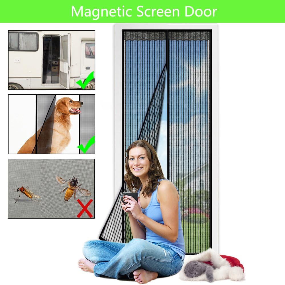 Magnetic Fly Screen Door, 90 * 210cm Fly Insect Screen Door Heavy Duty Bug Mesh Curtain,Insect Protection Door No Gap - Keeps Mosquitoes Insects Out Lets Fresh Air in-3