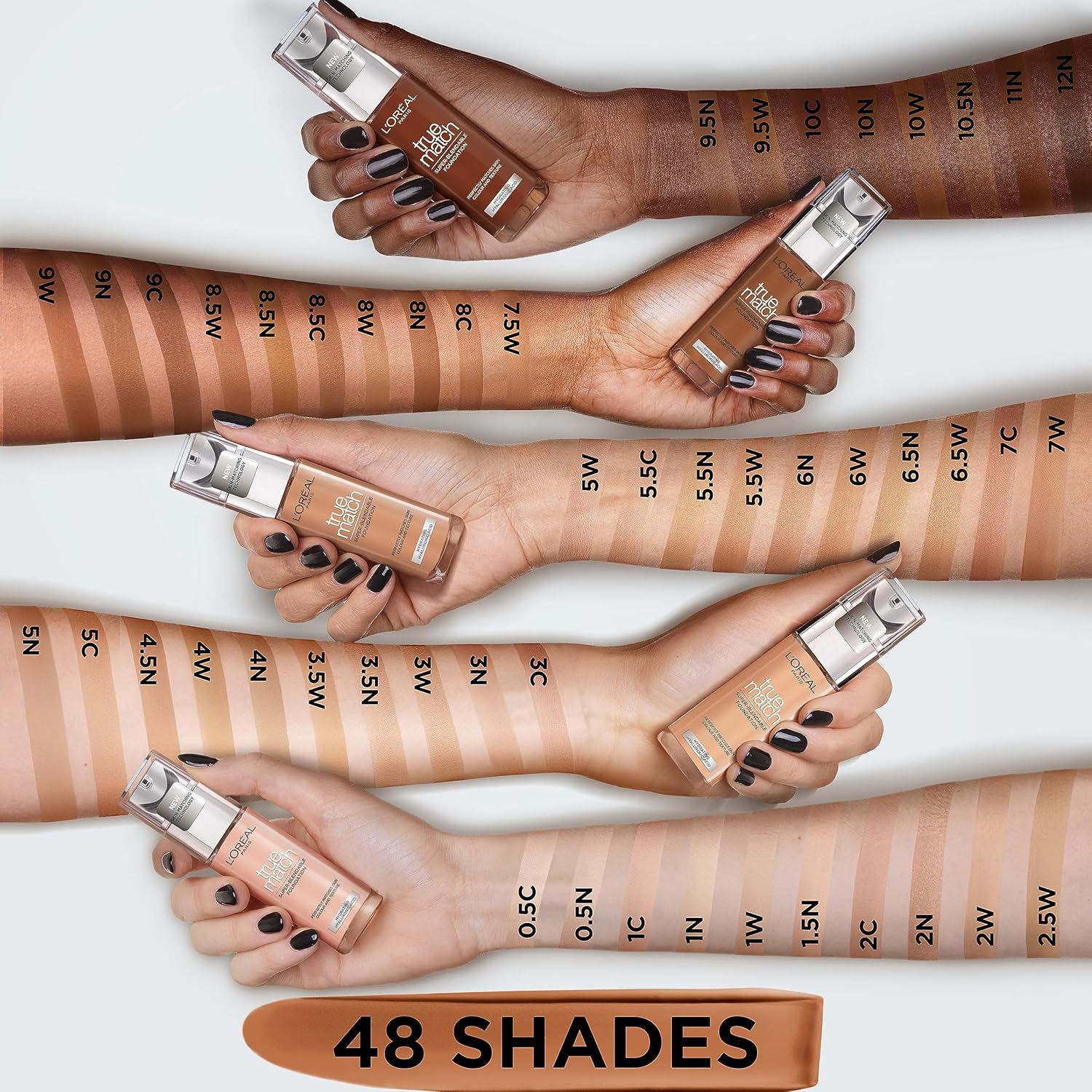 L'Oreal Paris True Match Liquid Foundation, Skincare Infused with Hyaluronic Acid, SPF 17, Available in 40 Shades, 0.5N Porcelain, 30 ml-4