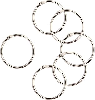 FEPITO 15 Pack 1.8 Inch Diameter Book Loose Leaf Binder Rings Key Keychain Rings, Silver Index Card Rings