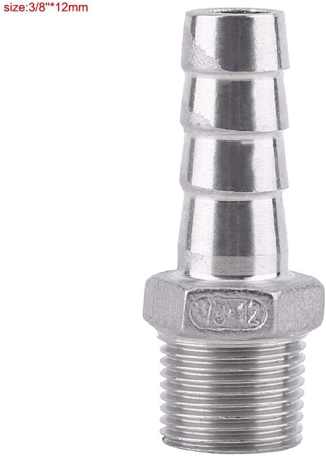 1 x SS304 Stainless Steel Barbed Hose Connector with Thread Adaptor DFE Tail Pipe 1/8~3/4-3