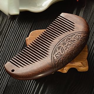 MINGZE Wood comb, Natural Anti-static Sandalwood Wooden Hair Comb, Double-sided carved sandalwood comb (12-1)