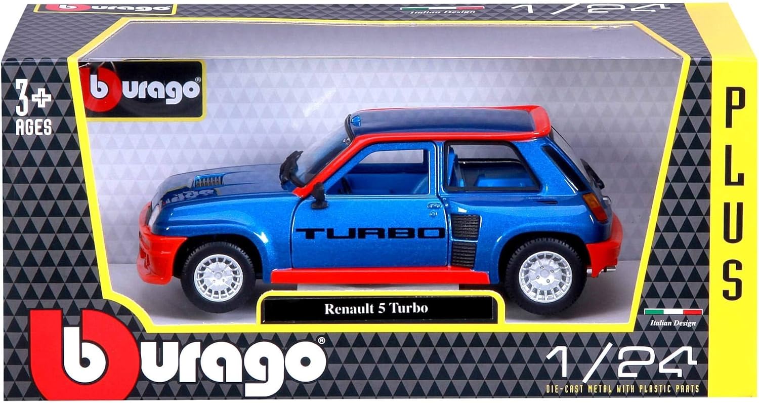 Bburago B18-21088 1:24 Renault R5 Turbo, Assorted Colour, Blue/Red-3