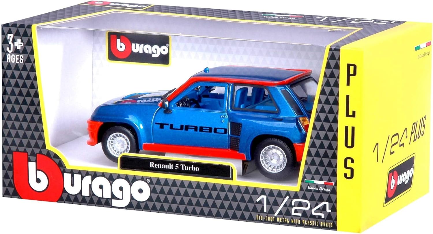 Bburago B18-21088 1:24 Renault R5 Turbo, Assorted Colour, Blue/Red-4