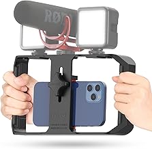 ULANZI U-Rig Pro Smartphone Video Rig Handheld Phone Stabilizer Filmmaking Cage with 3 Cold Shoe Mounts Video Stabilizer for iPhone 15 14 13 12 11 Pro Max/Samsung S22 S23 Ultra/Huawei Mate 60