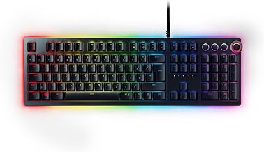 Razer Huntsman Elite (Purple Switch) - Gaming Keyboard with Opto-Mechanical Key (Multi-function Numeric Button, Integrated Hybrid Memory, RGB Chroma, Ergonomic Wrist Rest) - UK Layout | Black