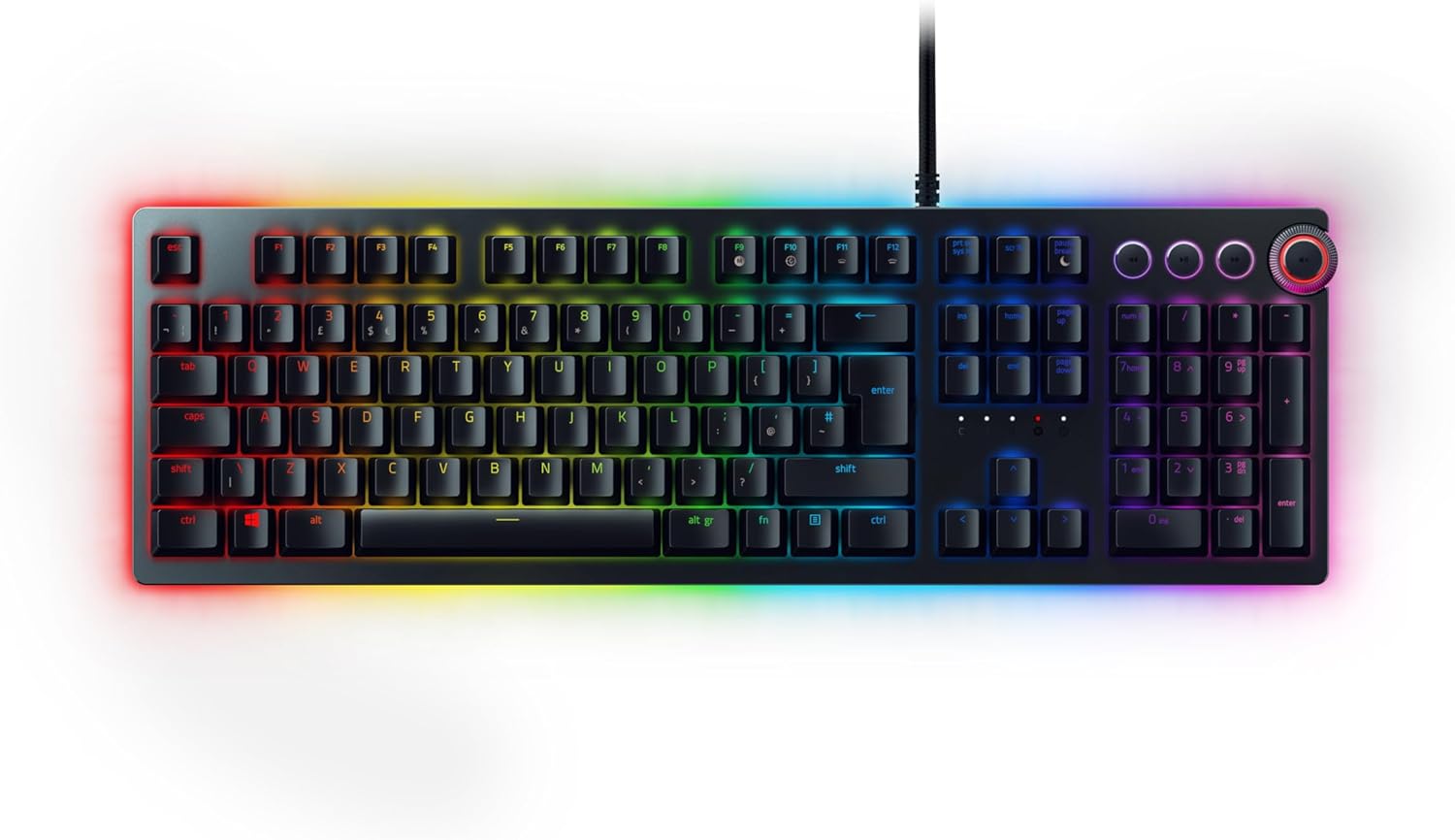 Razer Huntsman Elite (Purple Switch) - Gaming Keyboard with Opto-Mechanical Key (Multi-function Numeric Button, Integrated Hybrid Memory, RGB Chroma, Ergonomic Wrist Rest) - UK Layout | Black-0