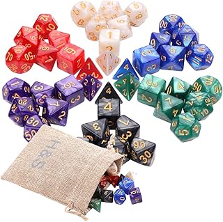 H&S 42pcs DND Dice 6 Sets Dungeons and Dragons Dice Set - 7 Sided Polyhedral D&D RPG MTG Table Game - Dungeon Dragon Dice - Gaming Dice - Dice Pack - D20 Dice Set - Gaming Dice Set - D&D Starter Set