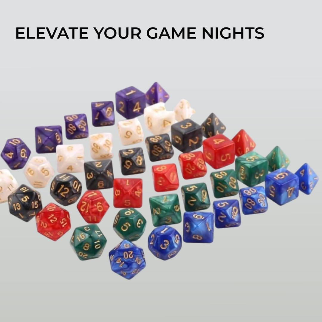 H&S 42pcs DND Dice 6 Sets Dungeons and Dragons Dice Set - 7 Sided Polyhedral D&D RPG MTG Table Game - Dungeon Dragon Dice - Gaming Dice - Dice Pack - D20 Dice Set - Gaming Dice Set - D&D Starter Set-4