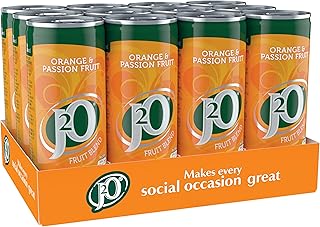 J2O Fruit Juice, Orange and Passionfruit, 250ml Cans (Pack of 12)