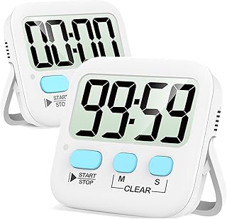 Antonki 2 Pack Timer, Kitchen Timers for Cooking, Kitchen Timer with Alarm, Digital Egg Timer, Toothbrush Timer, Classroom Timer for Kids Teachers - Magnetic, Kickstand, Hanging - Battery Included