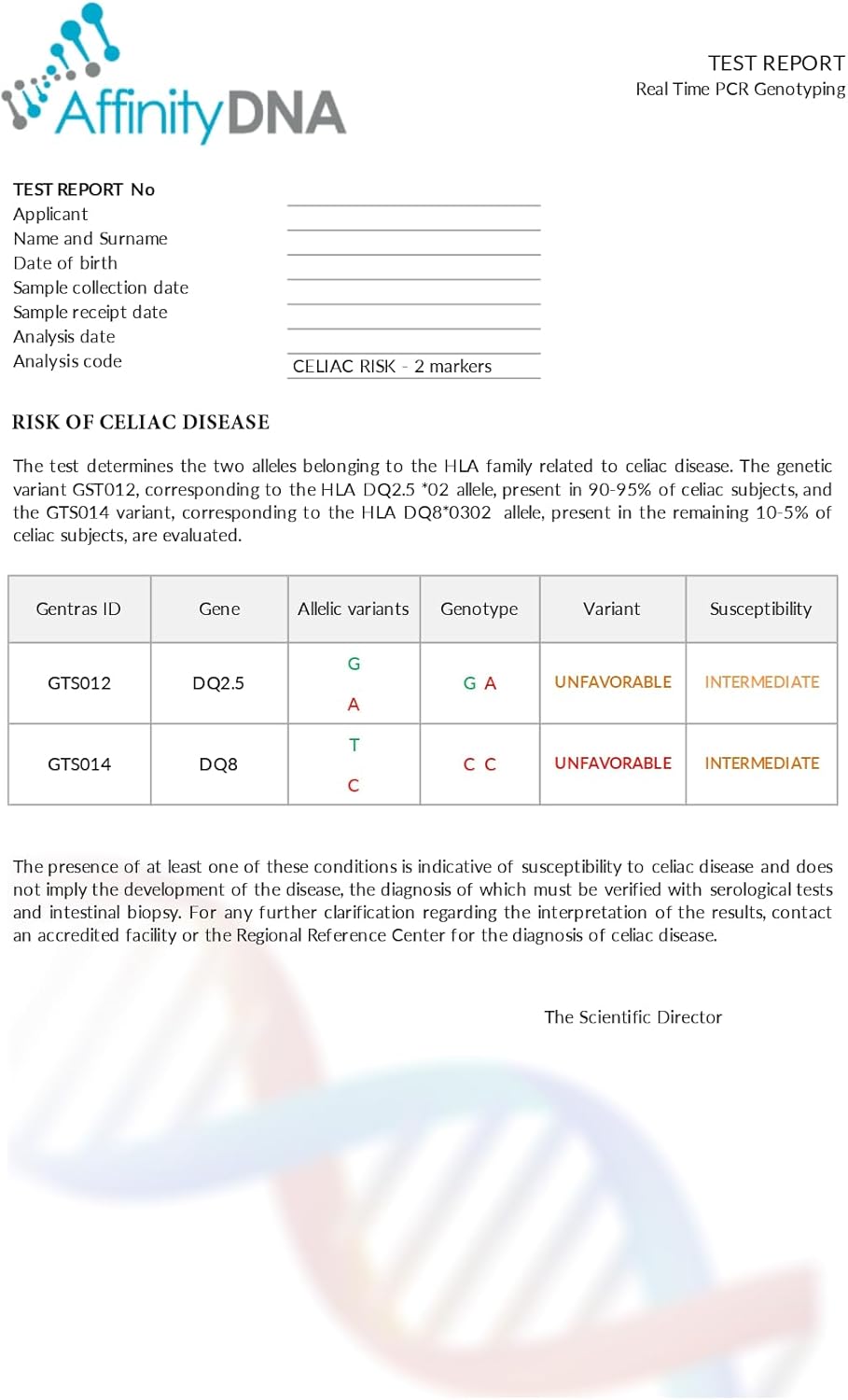 Standard Coeliac Home DNA Testing Kit - 99% Accurate Genetic Testing for Coeliac Disease - Swab Test DNA Sample Collection Kit - 2 Markers Tested - Results in 5-7 Working Days from AffinityDNA-2