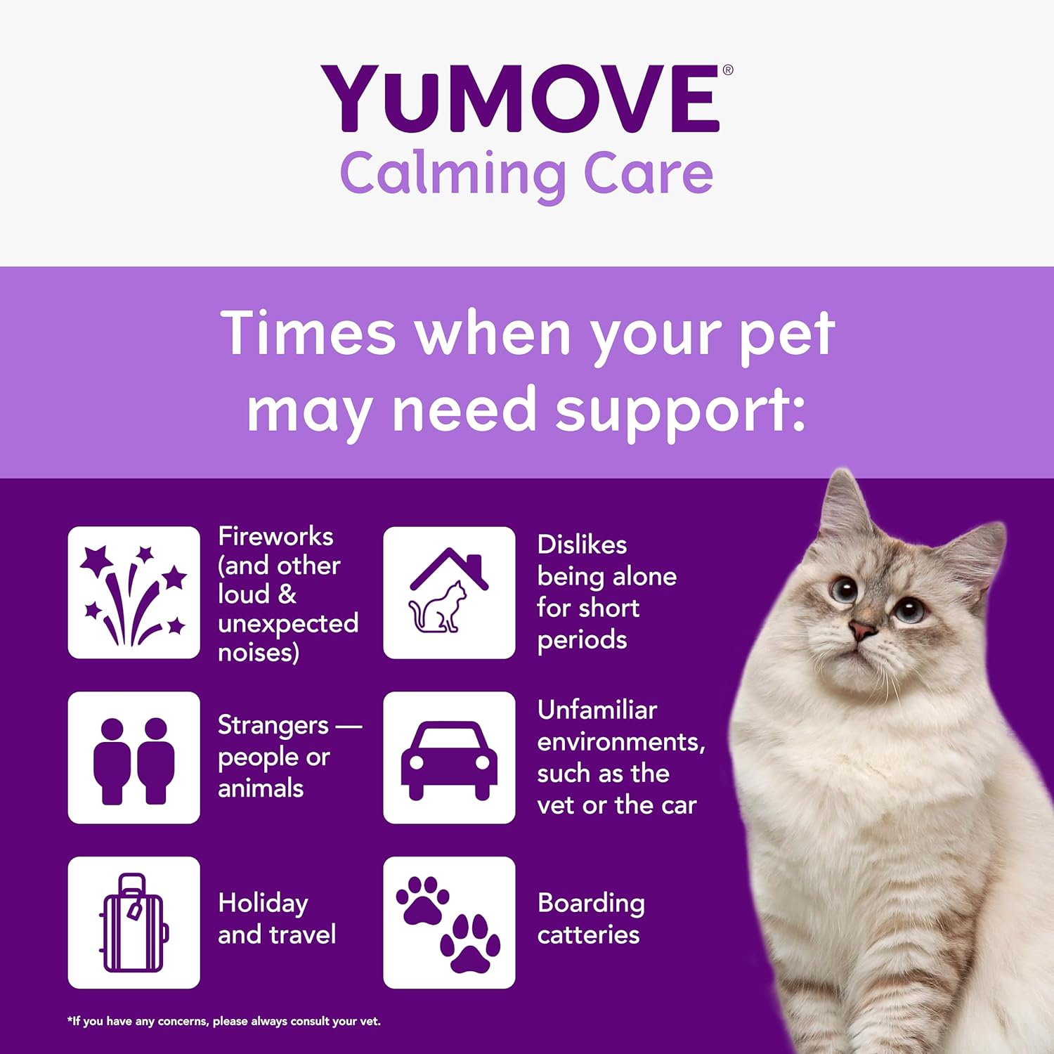 YuMOVE Calming Care for Cats | Previously YuCALM Cat | Calming Supplemnent for Cats who are Stressed or Nervous | Packaging may vary-3