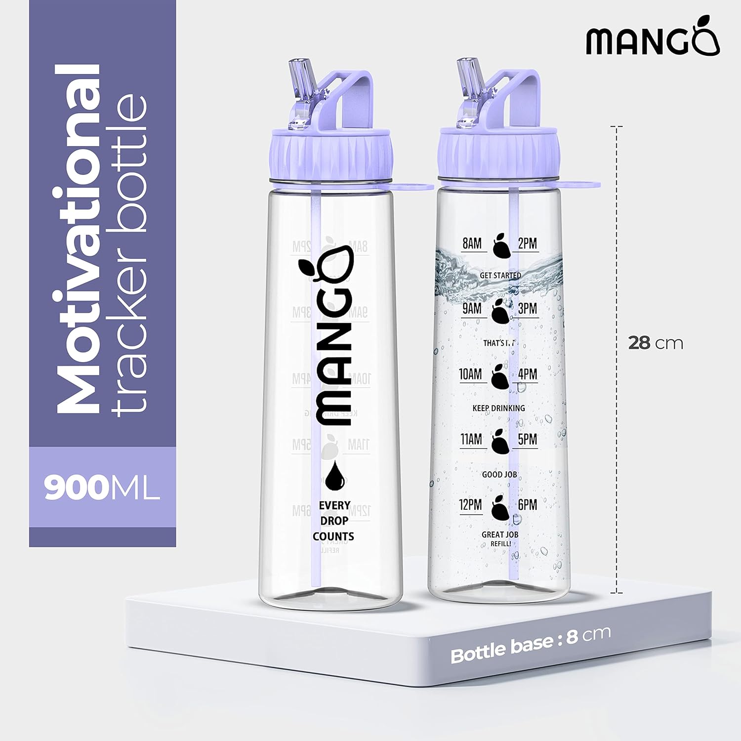 MANGO 900ml Water Bottle With Straw - Motivational Time Markings - BPA Free Plastic Sports Water Bottles With Flip Nozzle And Leakproof Cap - Stay Healthy and Hydrated, animal hot water bottle-1