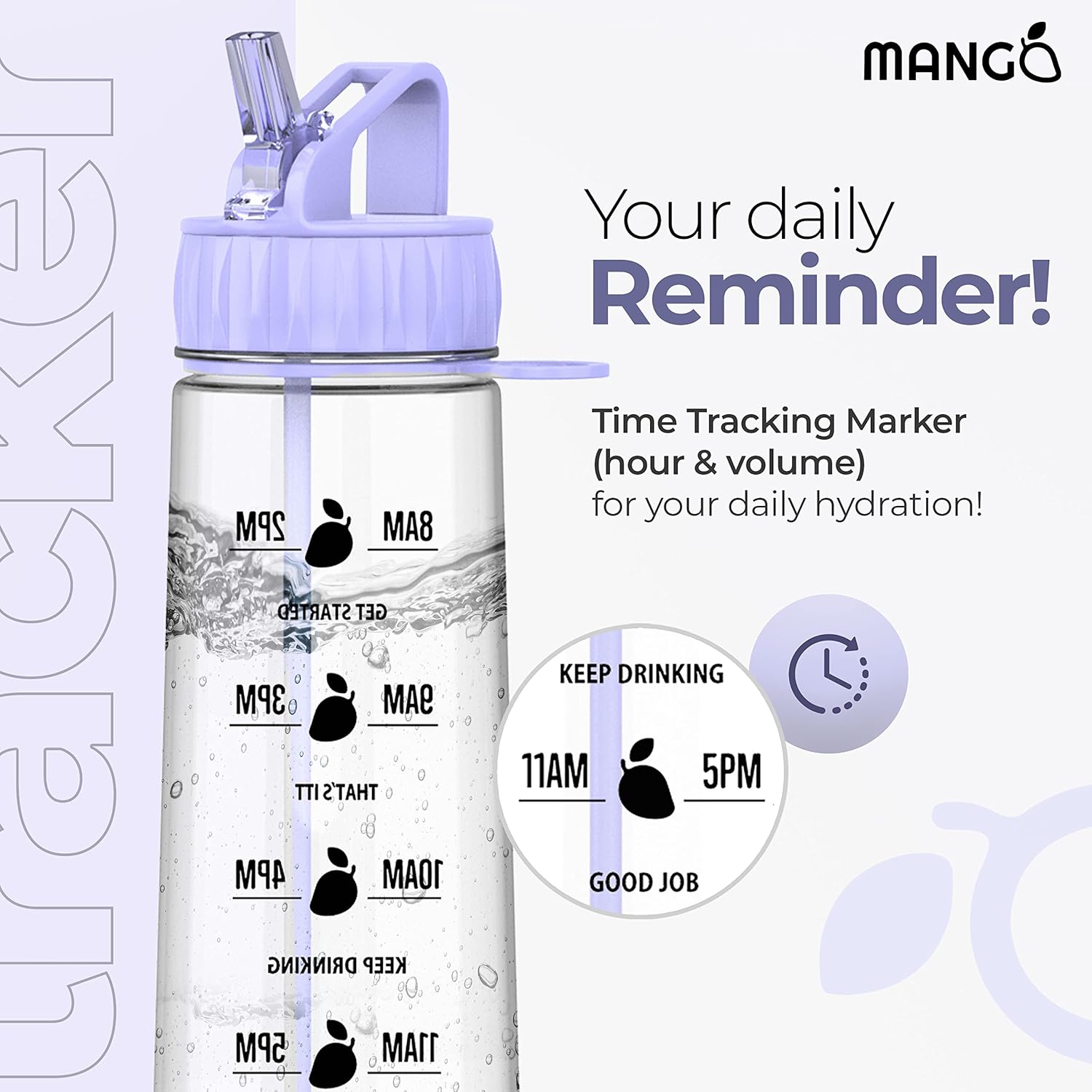 MANGO 900ml Water Bottle With Straw - Motivational Time Markings - BPA Free Plastic Sports Water Bottles With Flip Nozzle And Leakproof Cap - Stay Healthy and Hydrated, animal hot water bottle-2