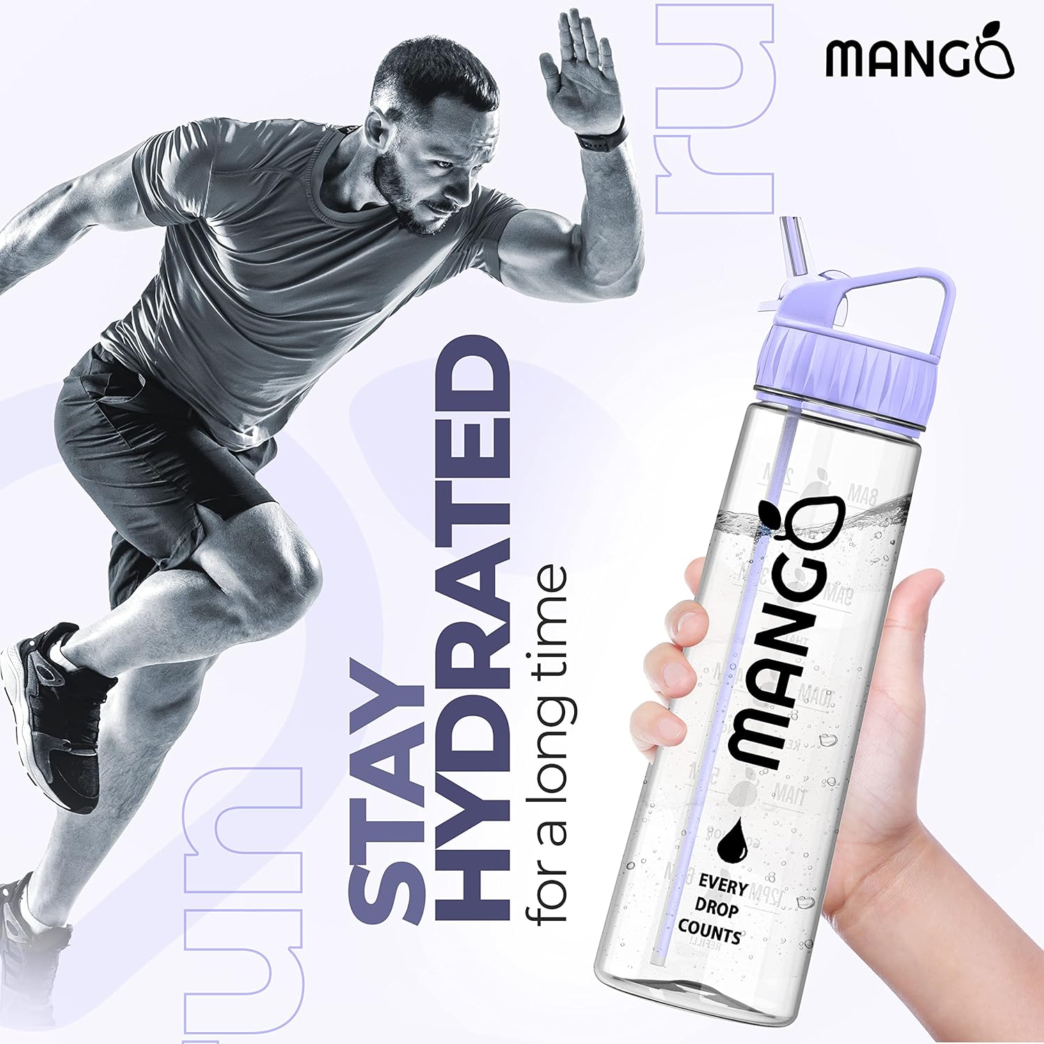 MANGO 900ml Water Bottle With Straw - Motivational Time Markings - BPA Free Plastic Sports Water Bottles With Flip Nozzle And Leakproof Cap - Stay Healthy and Hydrated, animal hot water bottle-5