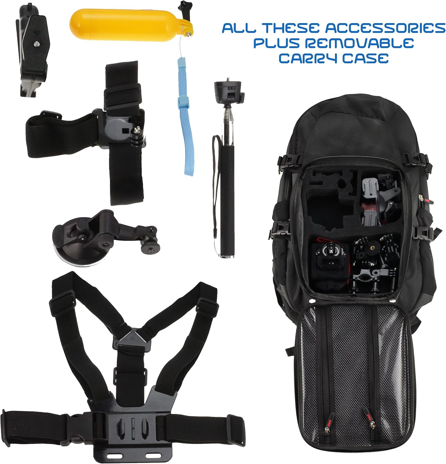 Navitech Action Camera Backpack 18-in-1 Accessory Kit Integrated Chest Strap The XIKEZAN 4K WIFI Action Camera 16MP Waterproof Sports Diving Cam DV Camcorder 2.0" LCD Screen-1