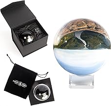 K9 Glass Lens Photo Sphere 80mm | Clear Crystal Ball | Includes Box, Stand, Cleaning Cloth & Pouch | For Mobile Phone Photography | Home Decor | M&W