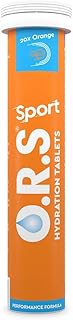 O.R.S Sport Hydration Tablets with Electrolytes, Vegan, Gluten and Lactose Free Formula – Soluble Sports Oral Rehydration Tablets with Natural Orange Flavour, Low Calorie, Adult & Children, 20 Tablets