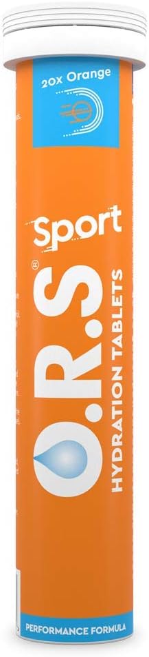 O.R.S Sport Hydration Tablets with Electrolytes, Vegan, Gluten and Lactose Free Formula – Soluble Sports Oral Rehydration Tablets with Natural Orange Flavour, Low Calorie, Adult & Children, 20 Tablets-0