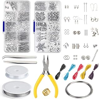 FEPITO Jewelry Making Kit Jewelry Finding Starter Tools Kit with Pliers for Jewelry Making Repair DIY Craft Supplies