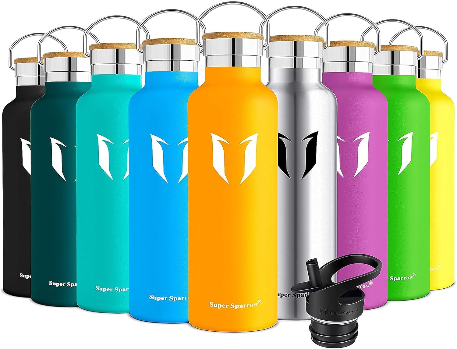 Super Sparrow Stainless Steel Water Bottle - 350ml / 500ml / 620ml / 750ml / 1000ml - Vacuum Insulated Metal Water Bottle - Standard Mouth Flask - BPA Free - Straw Water Bottle for Work, Gym, Sports-0