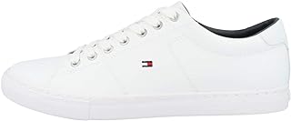 Tommy Hilfiger Leather Trainers Men - Essential and All-Round Shoes for Men with Cupsoles - Lace-Up Casual Walking Trainers for Men - Classic Style White Shoes