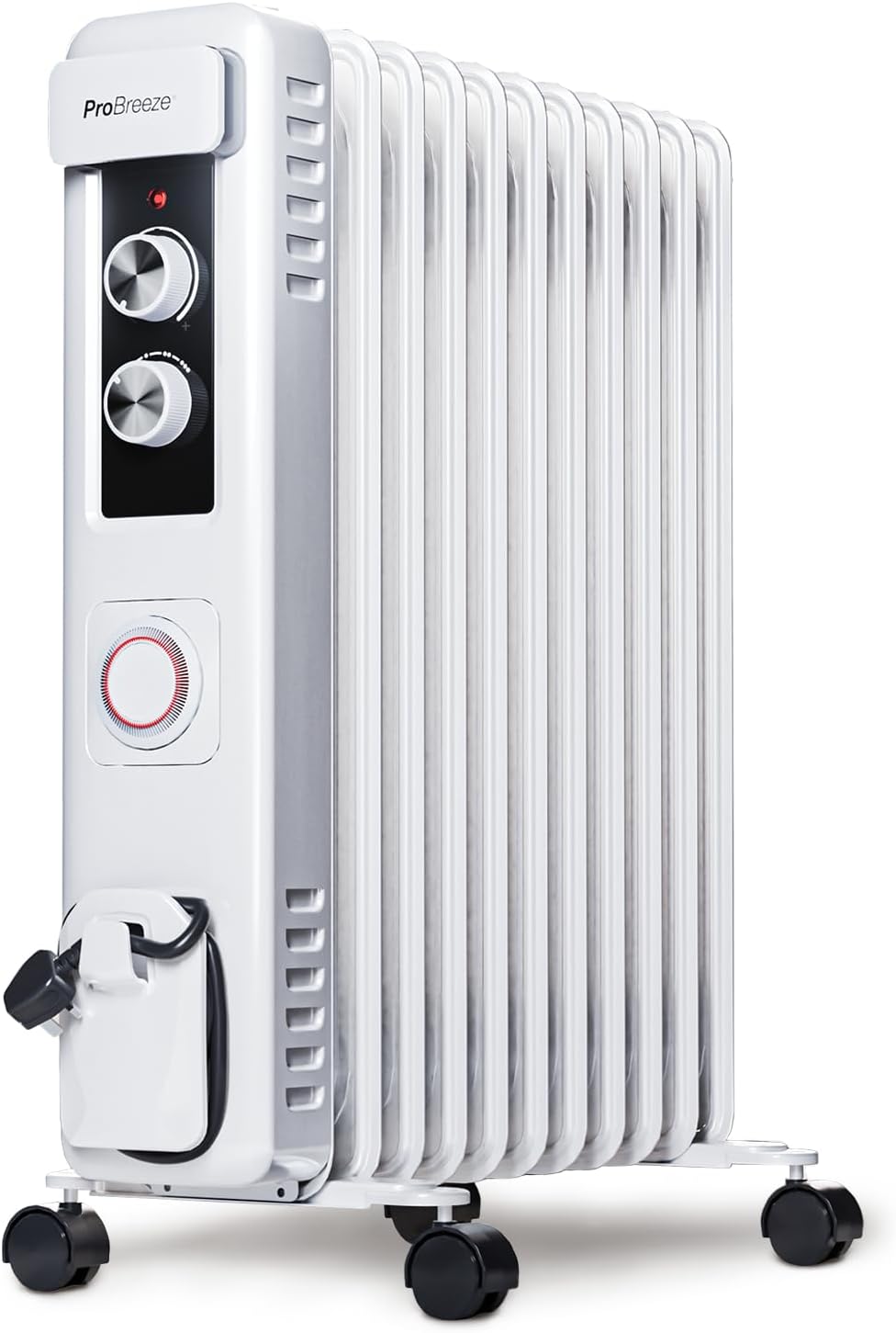 Pro Breeze® 2500W Oil Filled Radiator with 11 Fins - Slim Electric Radiator - Portable Oil Heater with Built-in 24 Hour Timer, 3 Heat Settings, Adjustable Thermostat & Safety Cut-Off-0