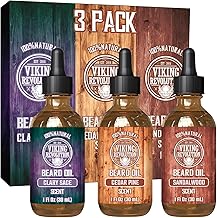 Viking Revolution - Beard Oil - All Natural Variety Beard Oil For Men With Argan & Jojoba Oils - Sandalwood, Cedar Pine, Clary Sage - Softens, Smooths & Strengthens - Gifts For Men - 3 Pack, 3 x 30 ml