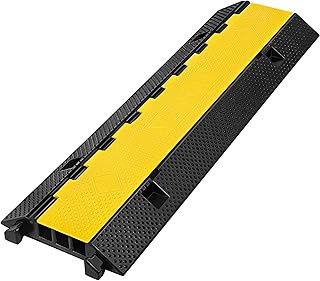 VEVOR 3 Channel Rubber Cable Protector Ramp 1.2 x 1.2 Inch Channel Heavy Duty Cable Wire Cord Cover Ramp Speed Bump Driveway Hose Cable Ramp Protector