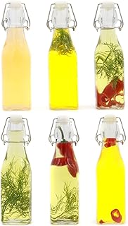 Clip Top Preserve Bottles - 250ml Set of 6 | Airtight Glass Cruet Dispenser Bottles | Ideal for Home Brewing | Vintage Style Vacuum Clip Seal | M&W