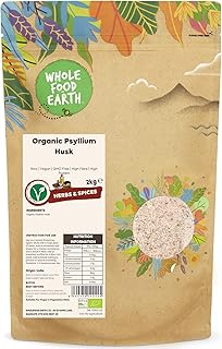 Wholefood Earth Organic Psyllium Husk 2kg Raw | Vegan | GMO Free | High Fibre | High Protein | Certified Organic