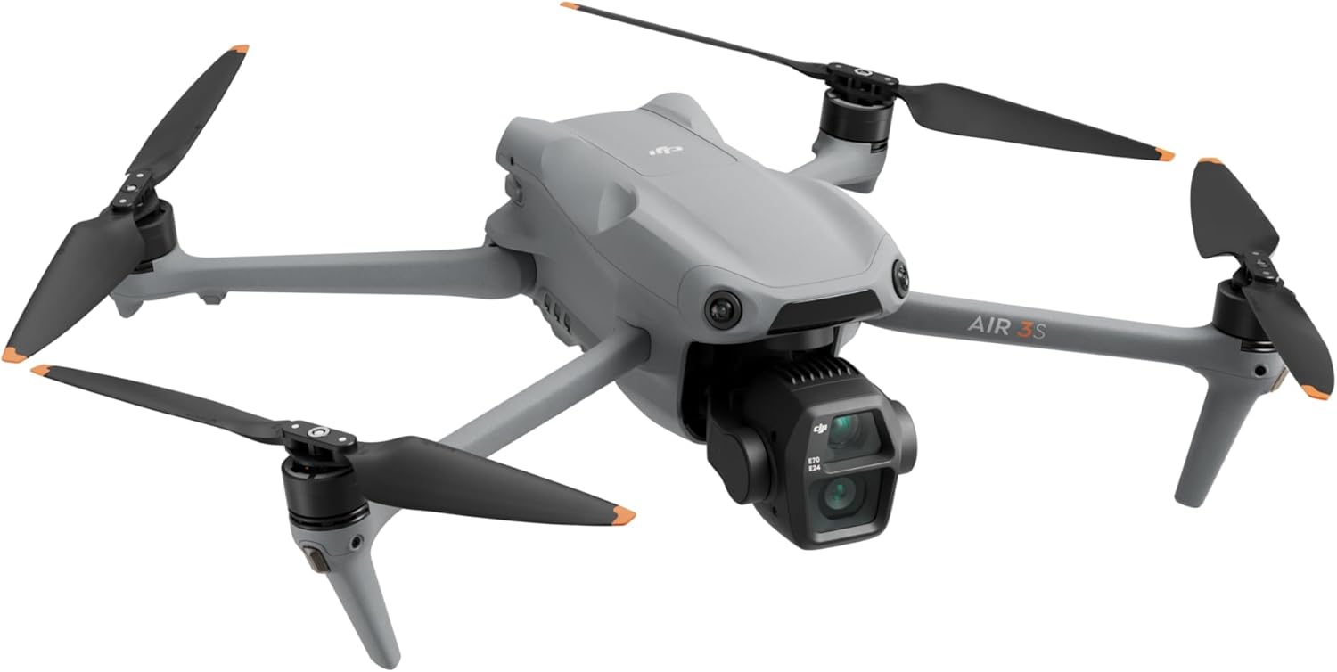 DJI Air 3S Fly More Combo (RC-N3), Drone with 1" CMOS Wide-Angle & Medium Tele Camera, 4K/60fps HDR Video, Nightscape Omnidirectional Obstacle Sensing & 3 Batteries for Extended Flight Time-3