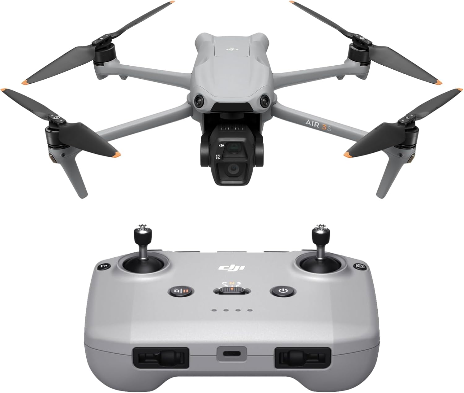 DJI Air 3S (RC-N3), Drone with Camera 4K, Dual-Camera Drone with 1" CMOS Wide-Angle Camera, 4K/60fps HDR Video & 14 Stops of Dynamic Range, 45-Min Max Flight Time, 20km Transmission Range-0