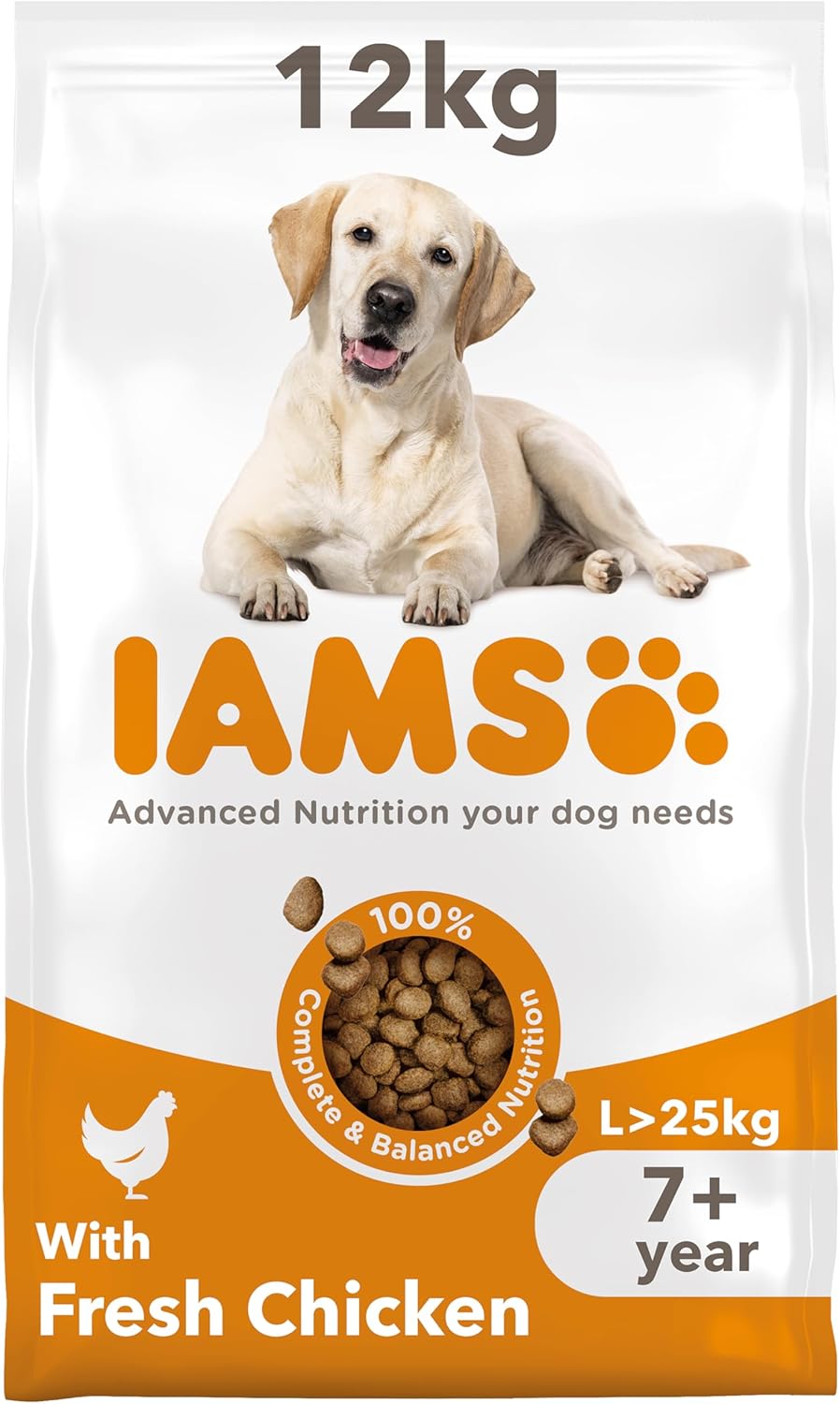 IAMS Complete Dry Dog Food for Senior 7+ Large Breeds with Chicken 12 kg-0