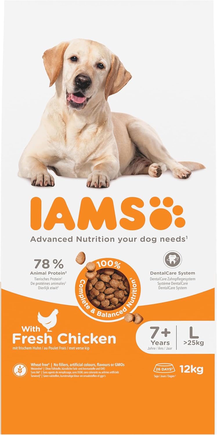 IAMS Complete Dry Dog Food for Senior 7+ Large Breeds with Chicken 12 kg-1