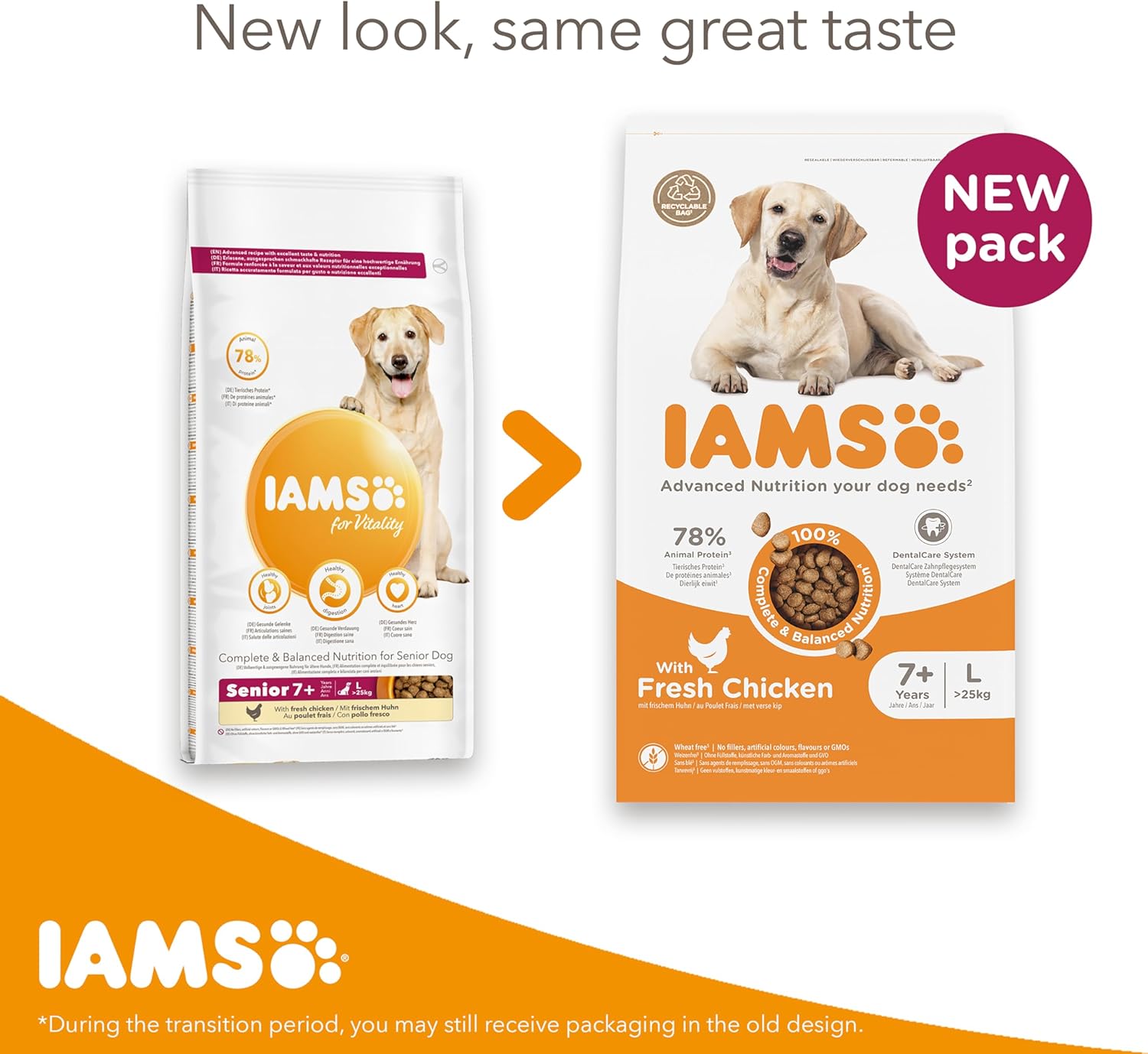 IAMS Complete Dry Dog Food for Senior 7+ Large Breeds with Chicken 12 kg-2