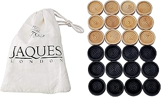 Jaques of London Draughts Pieces | Draughts Set in a Drawstring Bag | Quality Stackable Checkers Pieces for Playing with your Draughts Board Game | Since 1795