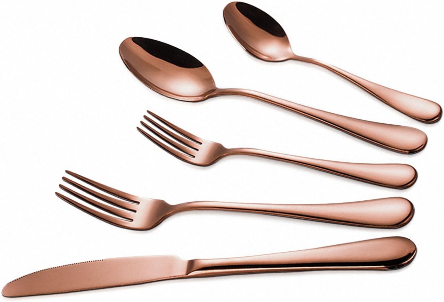 Magicpro Modern Royal 45-Pieces rose gold Stainless Steel Cutlery Set for Wedding Festival Christmas Party, Service For 8-3