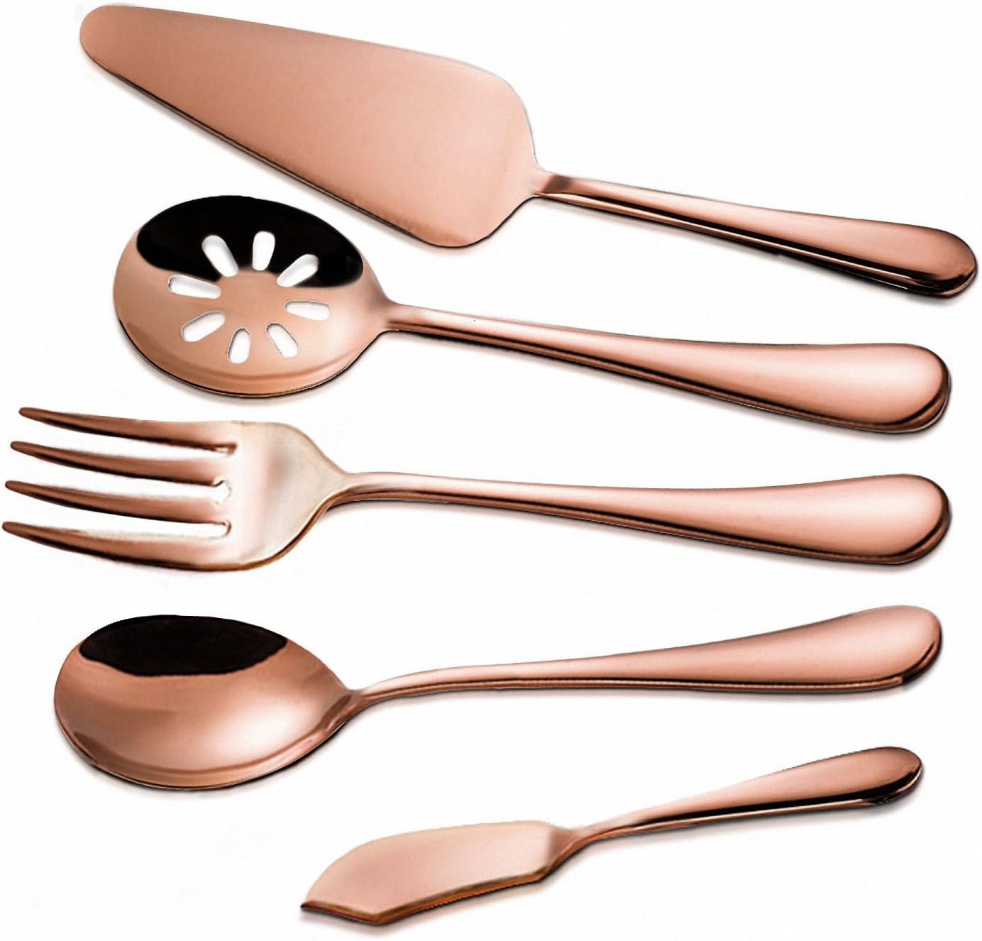 Magicpro Modern Royal 45-Pieces rose gold Stainless Steel Cutlery Set for Wedding Festival Christmas Party, Service For 8-4