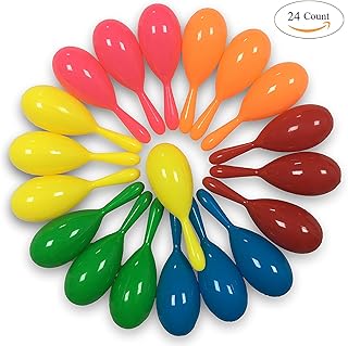 GuassLee 24PCS Neon Maracas Shakers Mini 6 Colors Noisemakers for Mexican Cinco de Mayo Fiesta’s Centerpiece Decoration or Party Favors