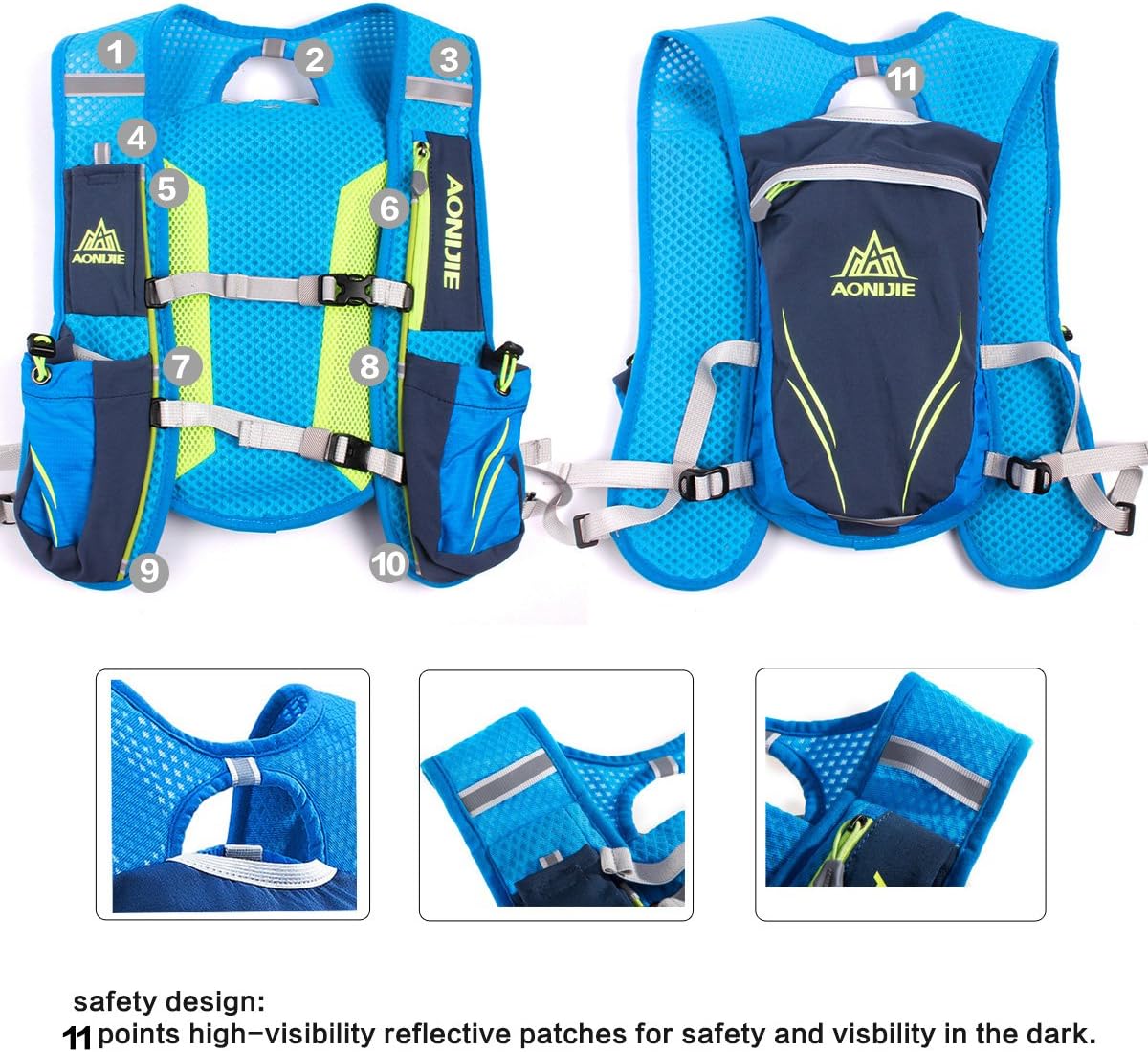 Hydration Backpack, Geila Hydration Vest Outdoors Sport Trail Marathoner Running Race Lightweight Rucksack for Men & Women-4