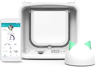 Sure Petcare SureFlap Microchip Cat Flap Connect with Sure Petcare Hub, DualScan Technology, RFID Collar Tags and Microchip Compatible, Mobile App Control, 4 x AA Batteries Required, Not Included