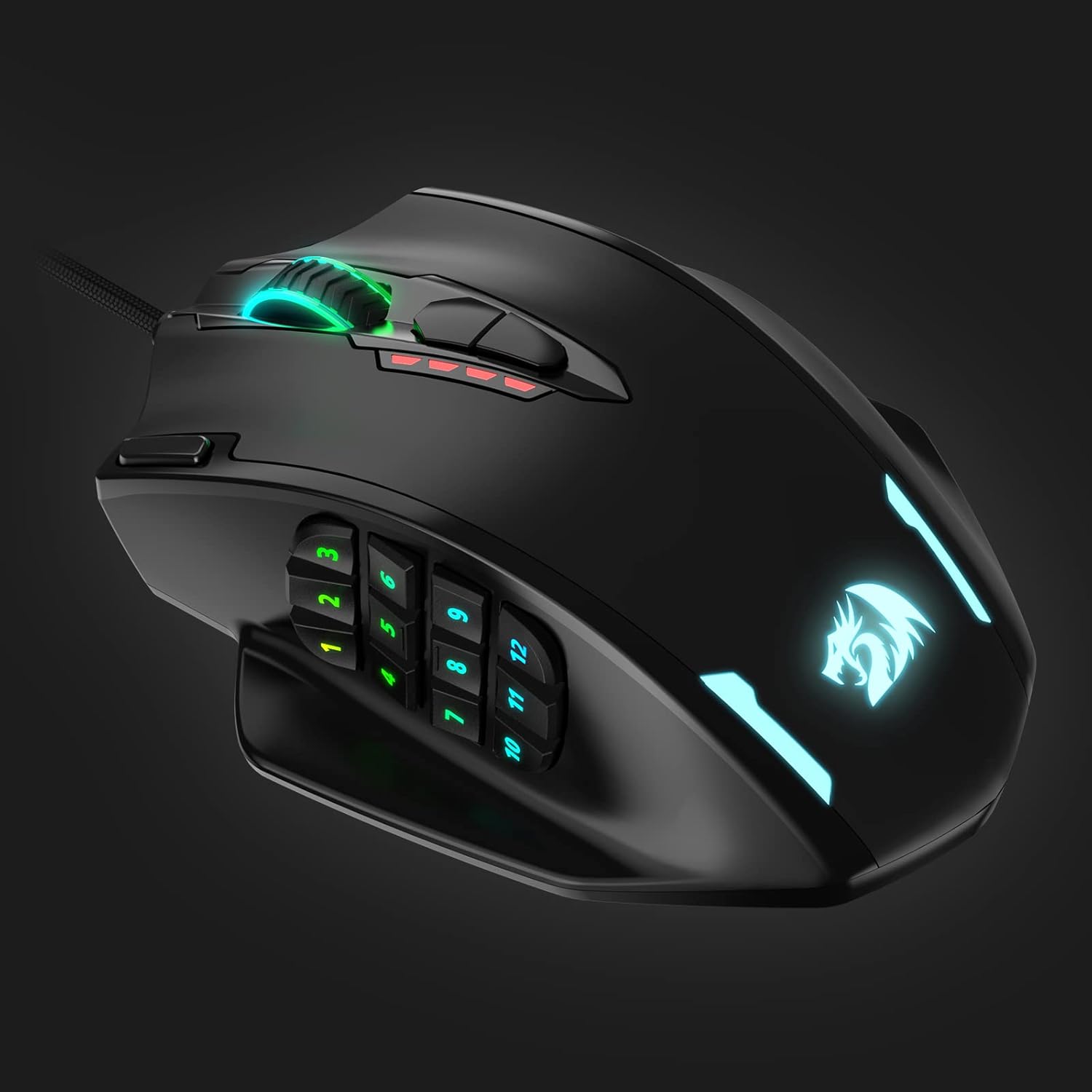 Redragon M908 Impact RGB LED MMO Mouse with Side Buttons Optical Wired Gaming Mouse with 12,400DPI, High Precision, 20 Programmable Mouse Buttons-1