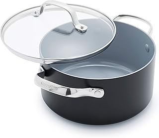 Greenpan Valencia Pro Hard Anodised Healthy Ceramic Non-Stick 20 cm / 3 Litre Stock Pot with Lid, PFAS-Free, Induction, Oven Safe, Grey