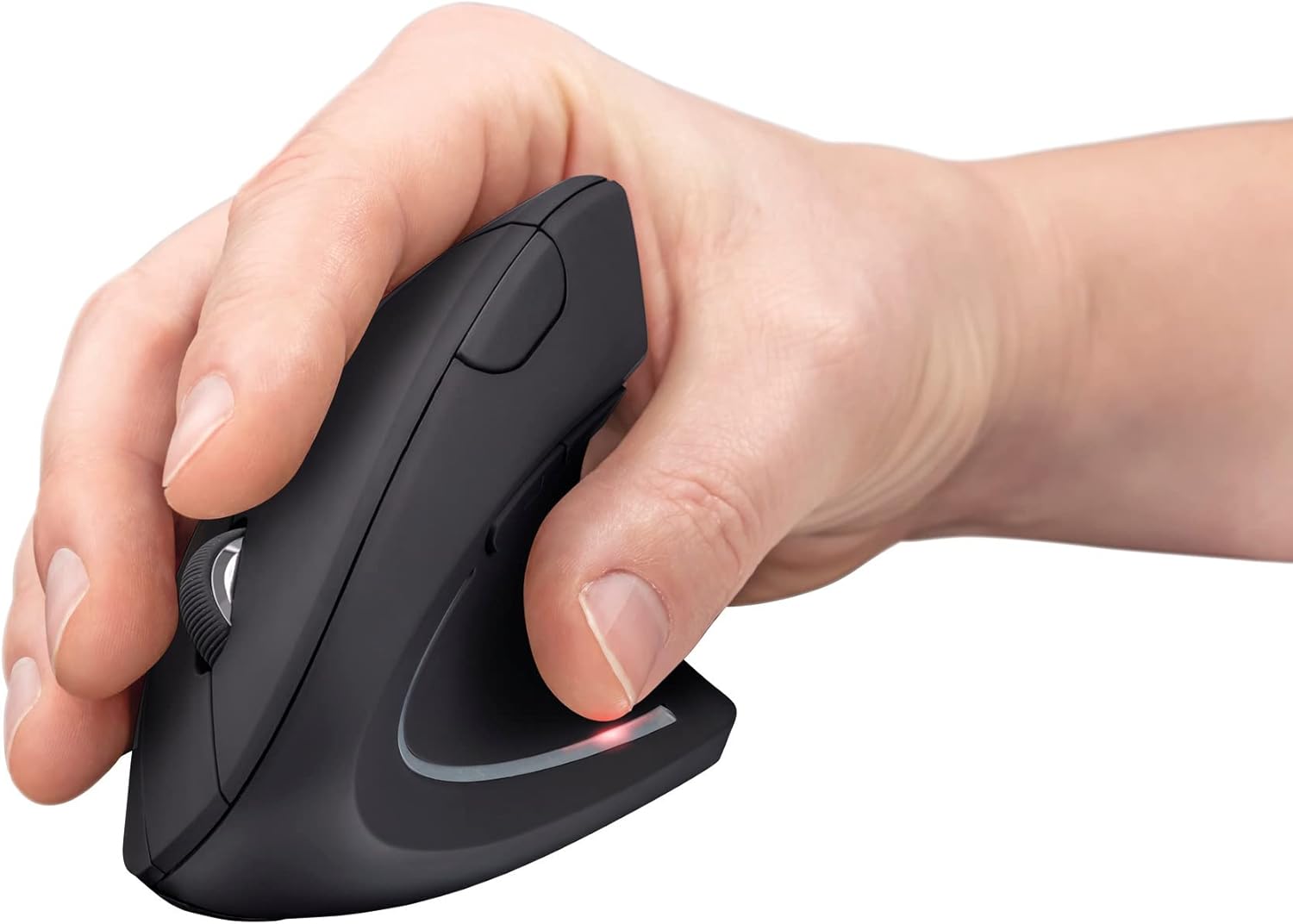 Trust Verto Wireless Ergonomic Mouse, Vertical Mouse with Storable USB Micro-receiver, 800-1600 DPI, 6 Buttons, Illuminated Mouse for Right Hand Users for PC, Laptop, Mac, Batteries Included - Black-6