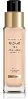 Max Factor Radiant Lift Liquid Pump Medium to Full Coverage Radiant Finish Foundation with SPF30 and Hyaluronic Acid, 050 Natural, Medium Skin Tone, 30ml