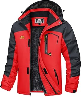 TACVASEN Men's Waterproof Fleece Mountain Jacket Windproof Warm Ski Jacket Multi-Pockets