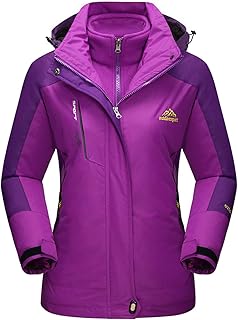 TACVASEN Women's 3-IN-1 Jackets Waterproof Fleece Jacket Outdoor Skiing Snowboarding Coat