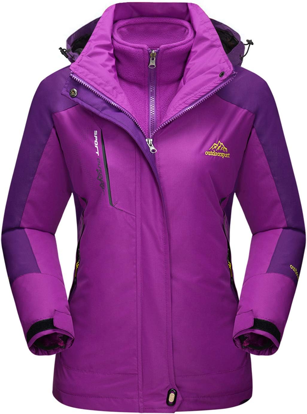 TACVASEN Women's 3-IN-1 Jackets Waterproof Fleece Jacket Outdoor Skiing Snowboarding Coat-0